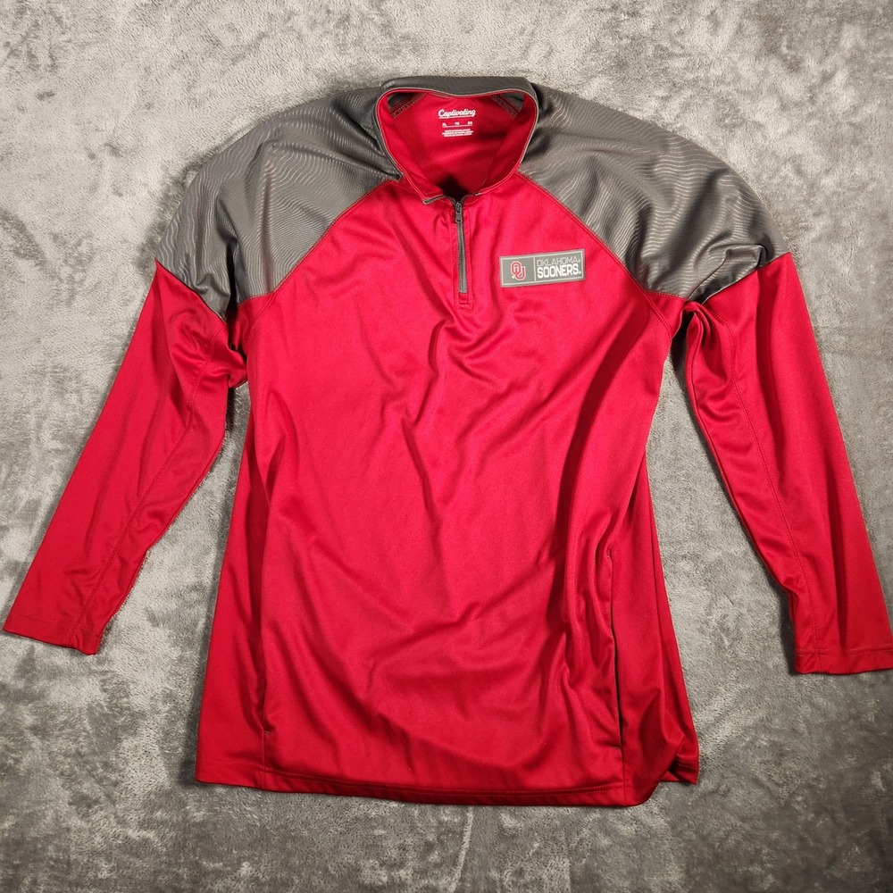 Oklahoma Sooners Captivating Quarter Zip Pullover Shirt Men's XL Red Gray OU